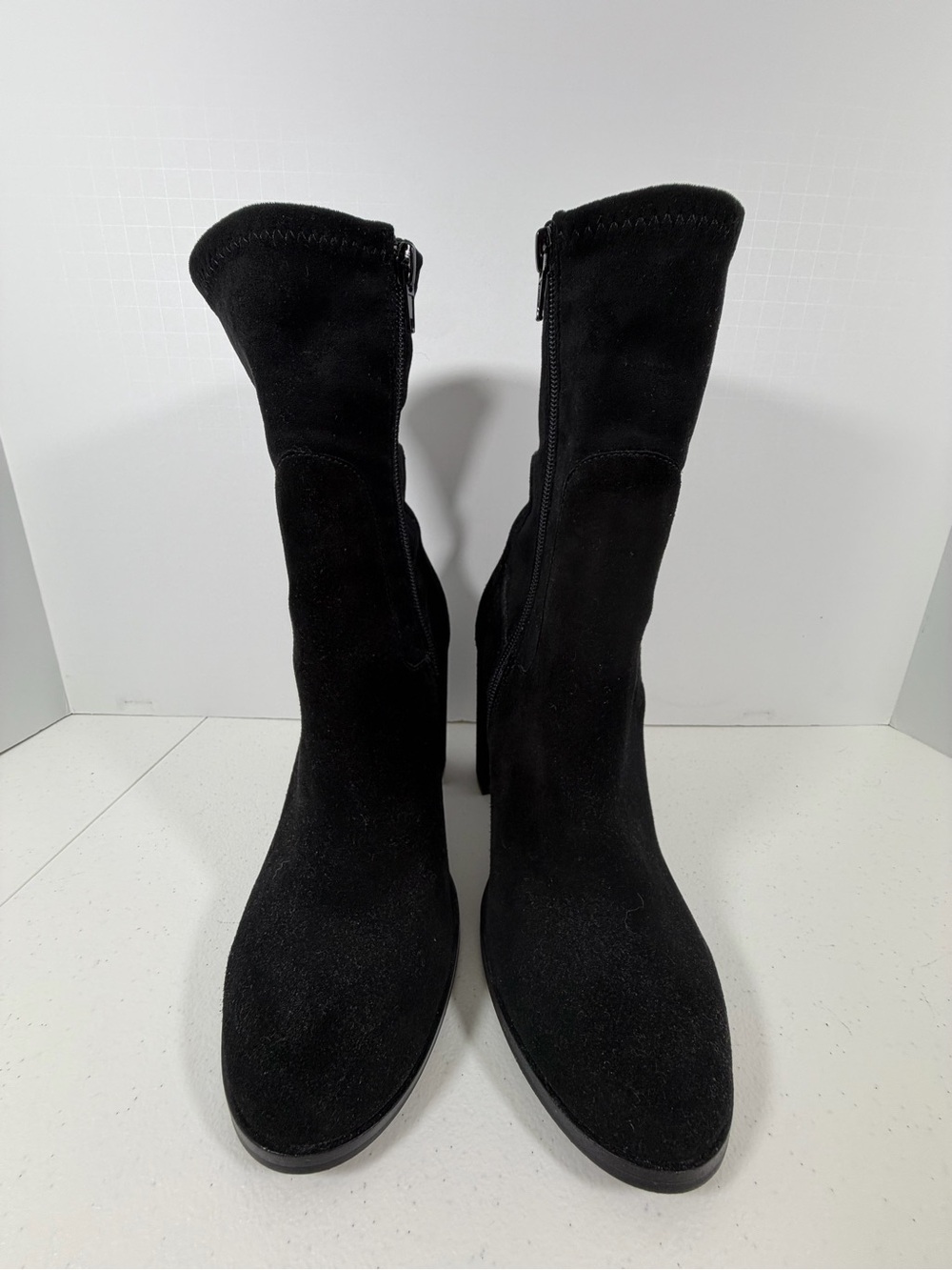Chinese Laundry Black Suede Women's Mid-Calf Zip Boots